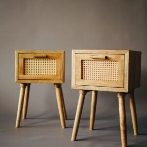 Oikiture Rattan Bedside Table